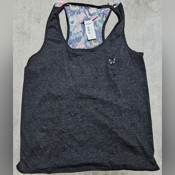 Sailor Moon Sheer Racer Back Tank Top Luna Cat Floral Design NEW - Picture 2 of 5